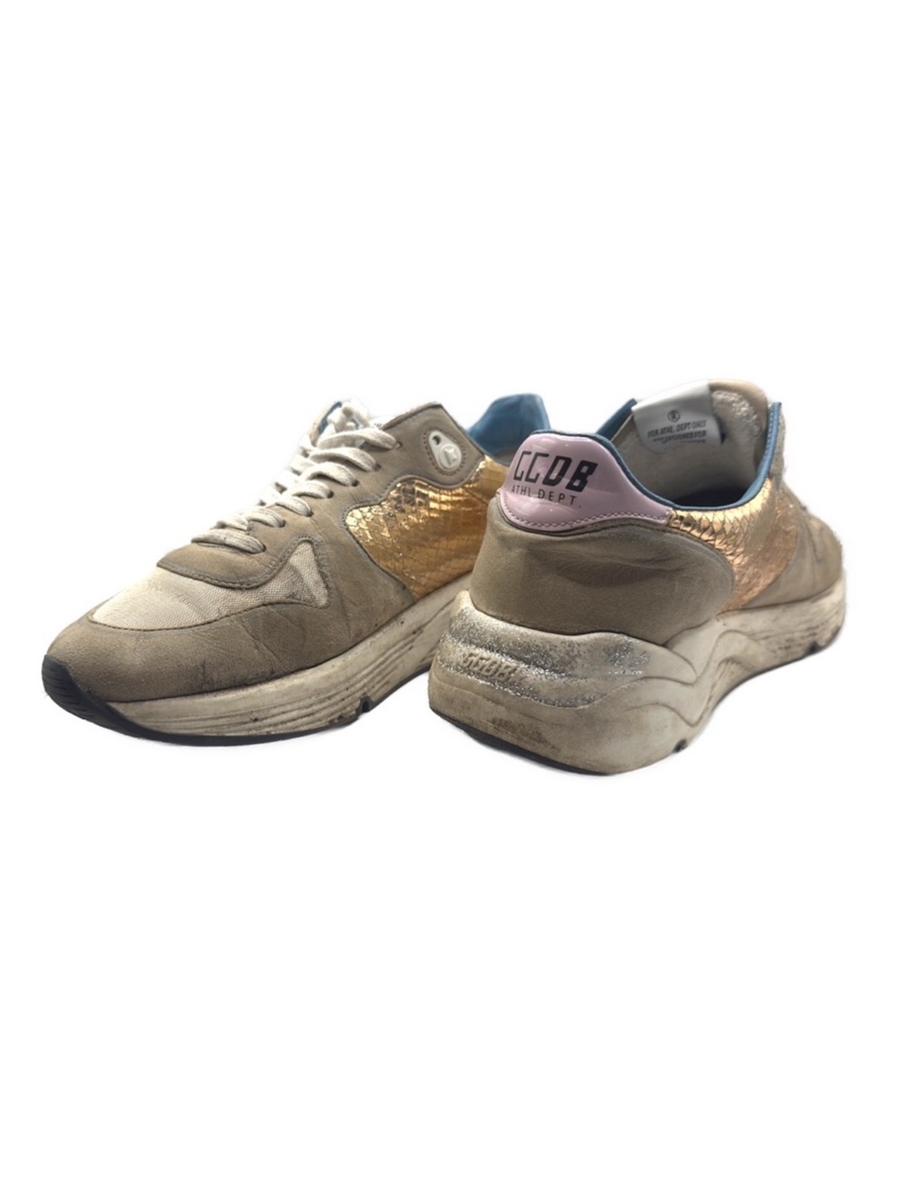 Golden Goose Running Tan and Gold Sneakers 40 - Picture 8 of 15
